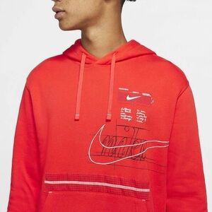 Nike Men's Red Graphic Hoodie